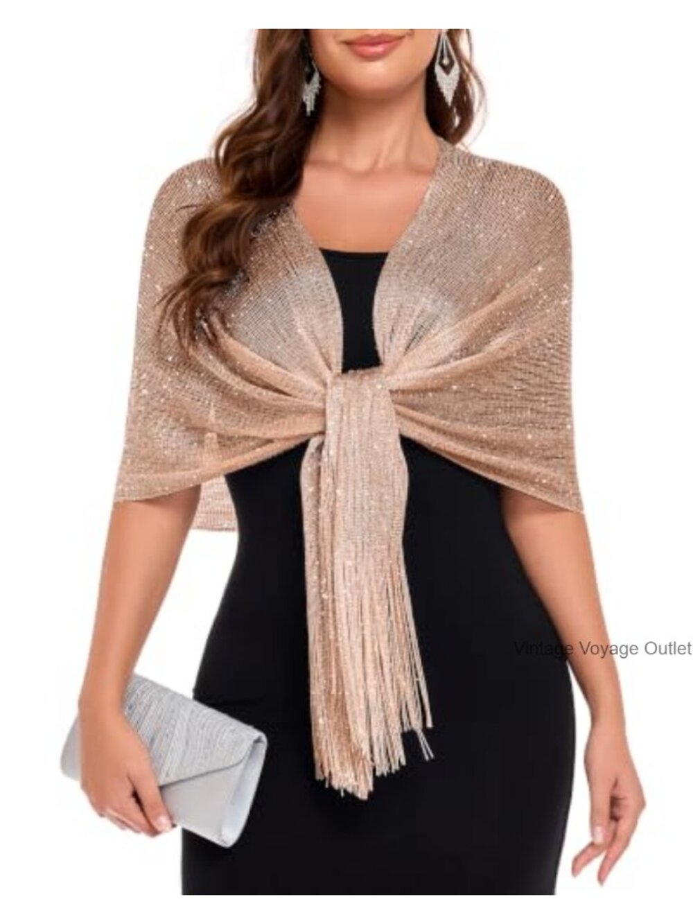 Sparkly Metallic Shawl Wrap for Evening Dresses Formal Wedding Guest